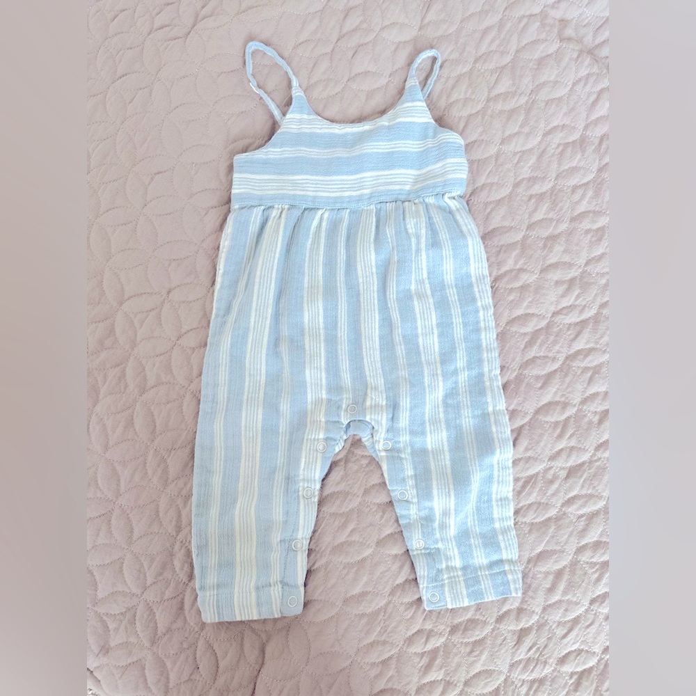 City Mouse blue striped romper size 3-6months